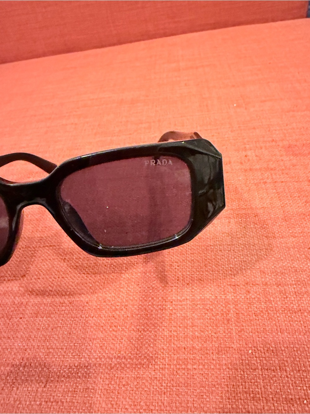 PRADA Black  Geometric Rectangular Sunglasses - Picture 2 of 5